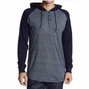 🆕BURNSIDE Long Sleeve Colorblock Henley Hoodie Sm